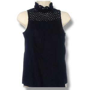 Old Navy Vintage Black Eyelet Embroidery Cotton Top XS